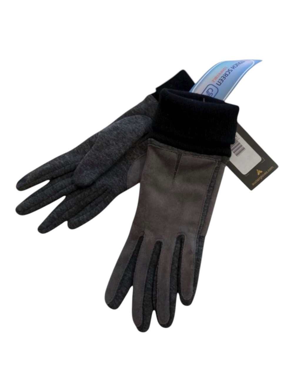 Auclair Women’s Grey Suede Knit Touchscreen Glove Size S Casual ladies warm fall